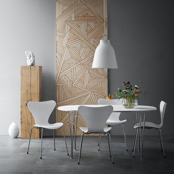 Image 1 of Fritz Hansen Superellips table white laminate with tension legs
