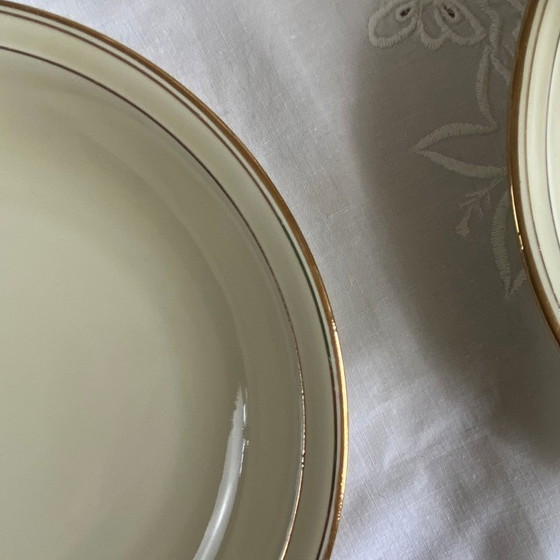 Image 1 of 6 antieke soepborden van Limoges-porselein, vintage servies van de koninklijke fabriek.