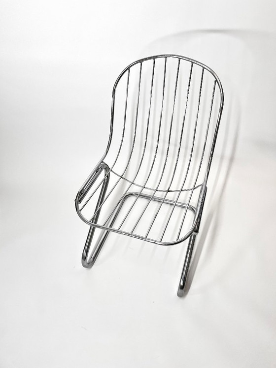 Image 1 of 1/2 sedie da pranzo vintage in metallo con cuscini in velluto marrone, Italia, 1970