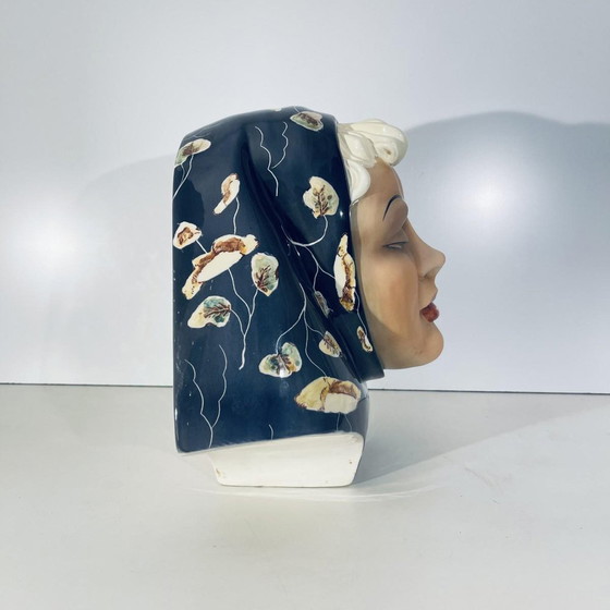 Triart Bassano Buste Visage de Femme avec Voile Sculptures, 1940 – Ceramic, Art Deco (photo 8 of 15)
