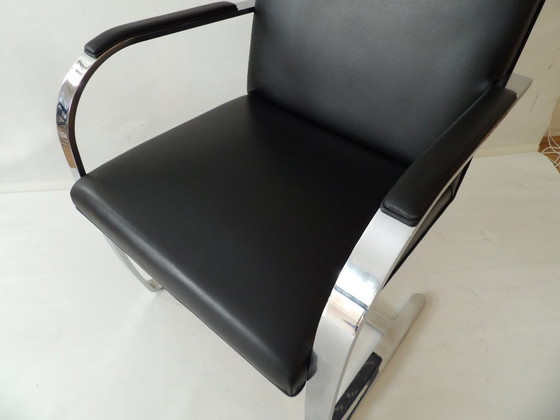 Image 1 of 2x Knoll Int. Sedia Brno, Sedia a sbalzo / Freischwinger Stuhl, Mies van der Rohe, Acciaio piatto cromato, rivestimento in pelle
