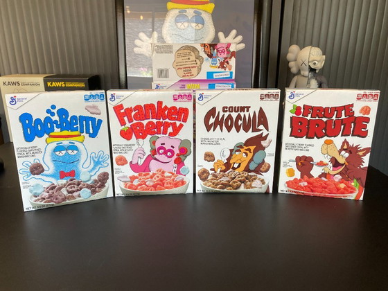 Image 1 of Kaws Monsters Cereal Pack of 4 boxes with their packaging 2023
