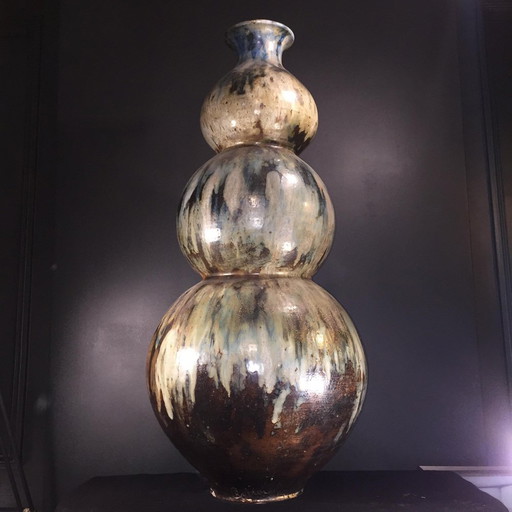 Vase Art Déco en faïence de Roger Guerin, années 1920
