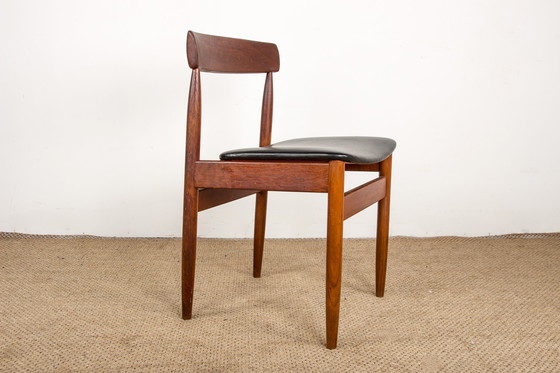 Image 1 of Set of 4 Danish Teak Chairs in Black Skaï by P.E. Jorgensen for Farso Stolefabrik 1960