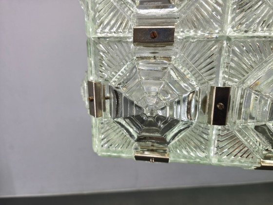 Image 1 of Lampada a sospensione brutalista in vetro di Kamenický Šenov, Cecoslovacchia anni '70