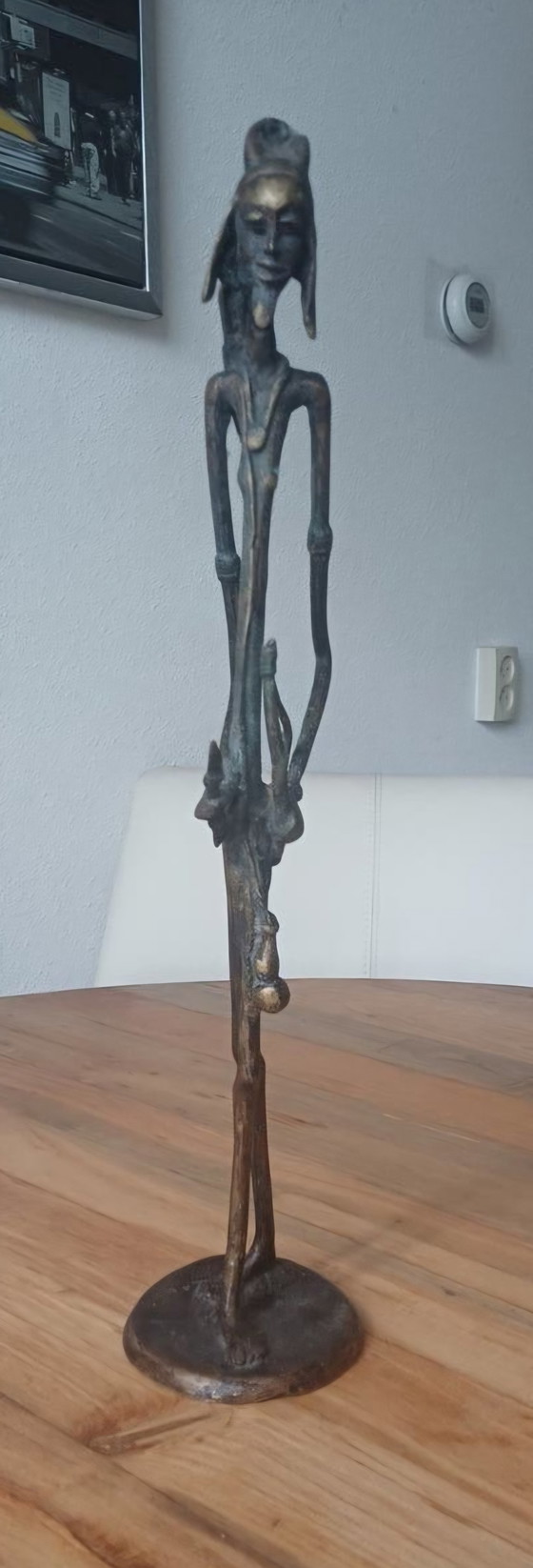 Prachtige set vintage Afrikaanse bronzen beelden – Giacometti-stijl – Beeldhouwkunst (photo 2 of 9)