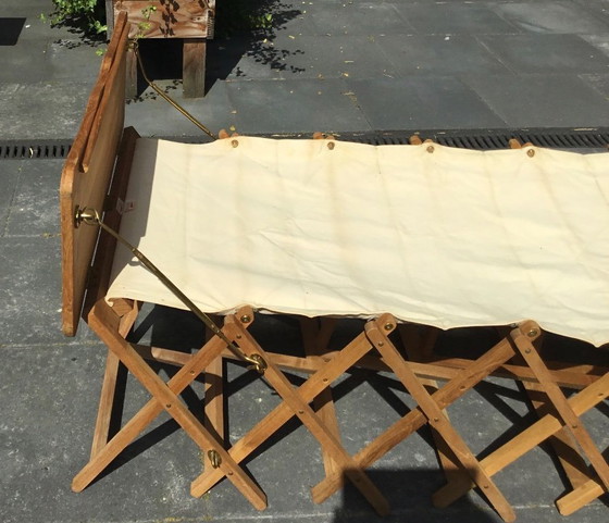 Extendable Teak Sun Lounger – Unopiù, Sunbed, Wood, Canvas (photo 10 of 16)