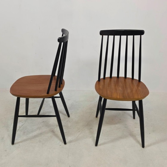 Topivaara style set of 4 dining spindle chairs 60s – Dining chairs, Wood (photo 4 of 5)