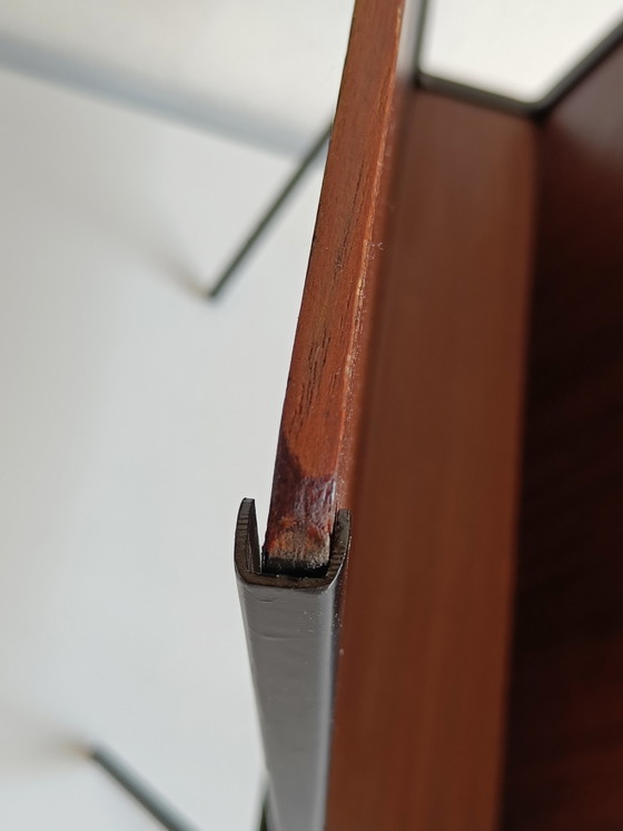 Image 1 of Italian Mid Century Magazine Rack in Teak Veneer and Black Metal, 1950s–1960s