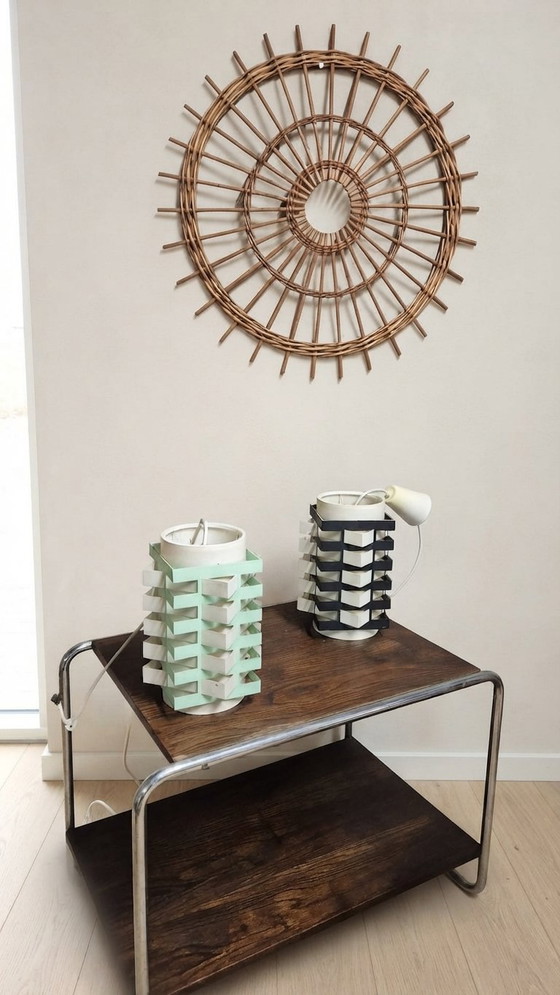Pair of Rare Vintage Table Lamp, Sculptural Metal Design, 1970s, 20 x 85 cm (photo 11 of 12)