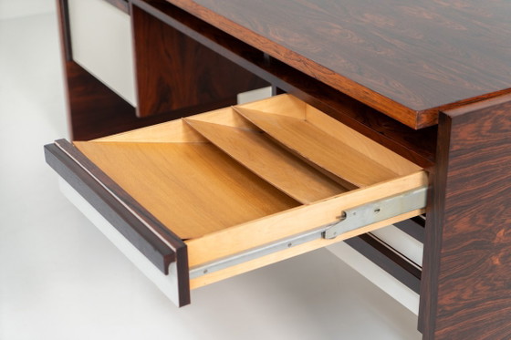 Rare double-sided “Vario” desk by Werner Wölfer for V-Form (Belgium, 1960s)., V Form, Wood, Brown, Vintage (photo 12 of 24)