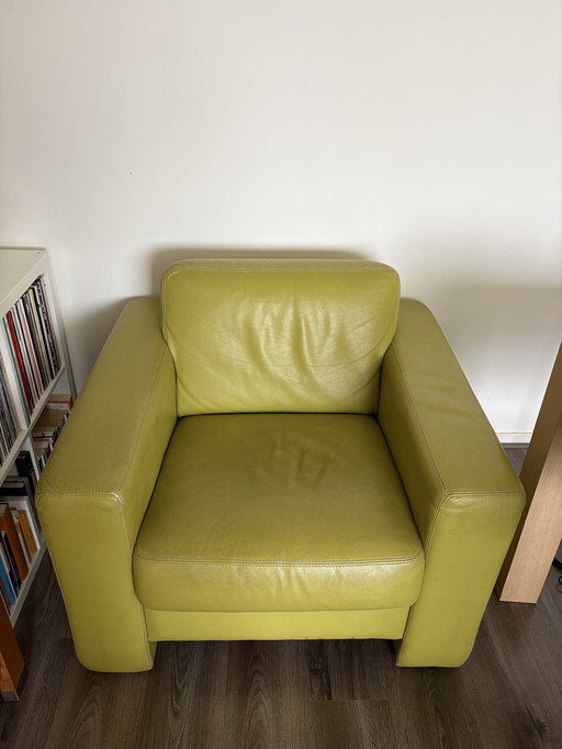Fauteuil en cuir vert