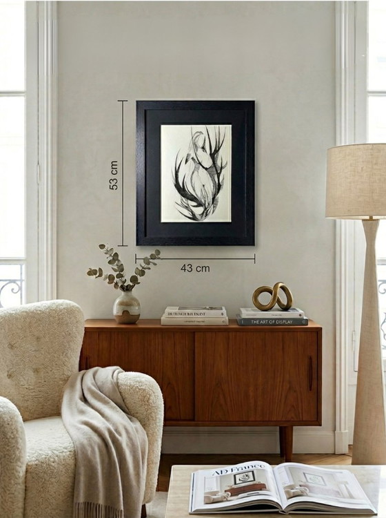 Image 1 of Eugène Eechaut - Original ink drawing – 1969 – Unique work – Framed