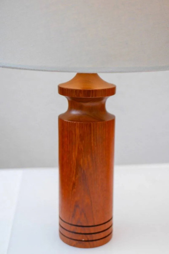 Image 1 of Large mid-century modern Danish teak table lamp