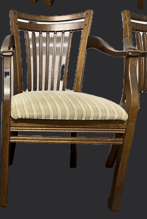 4 Bannink jugendstil eiken eetkamer armstoelen