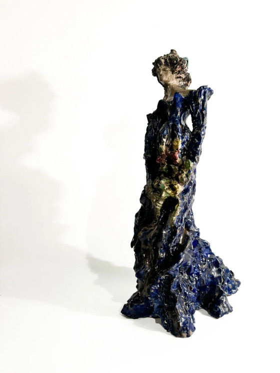 1930s French-Inspired Glazed Terracotta Lady Sculpture (photo 7 of 14)