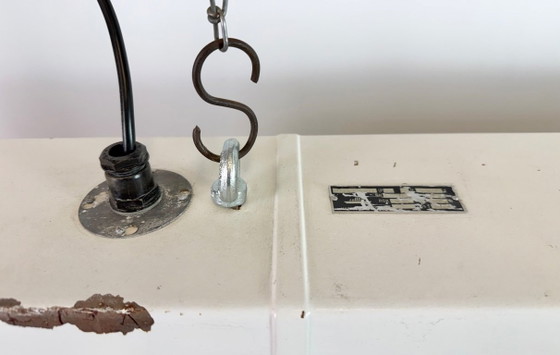 Image 1 of Beige industriële hanglamp met buisarmatuur van Famor, jaren 70