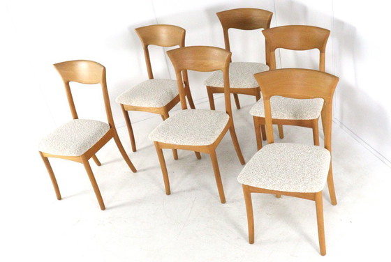 Image 1 of Set van 6 Juul Kristensen JK Denmark stoelen eetkamerstoelen vintage gestoffeerd