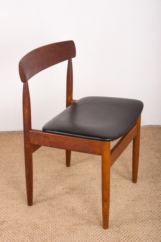 Image 1 of Set of 4 Danish Teak Chairs in Black Skaï by P.E. Jorgensen for Farso Stolefabrik 1960