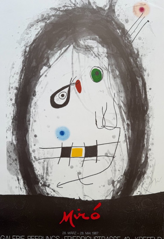 Joan Miró (1893–1983), L’Exilé Noir, Galerie Peerlings Krefeld, 1987, cartel de exposición antiguo, impreso (photo 2 of 10)