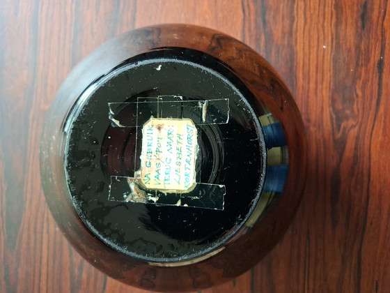 Image 1 of Vase Art Deco Doyen Belgien. Schwarzes Glas.