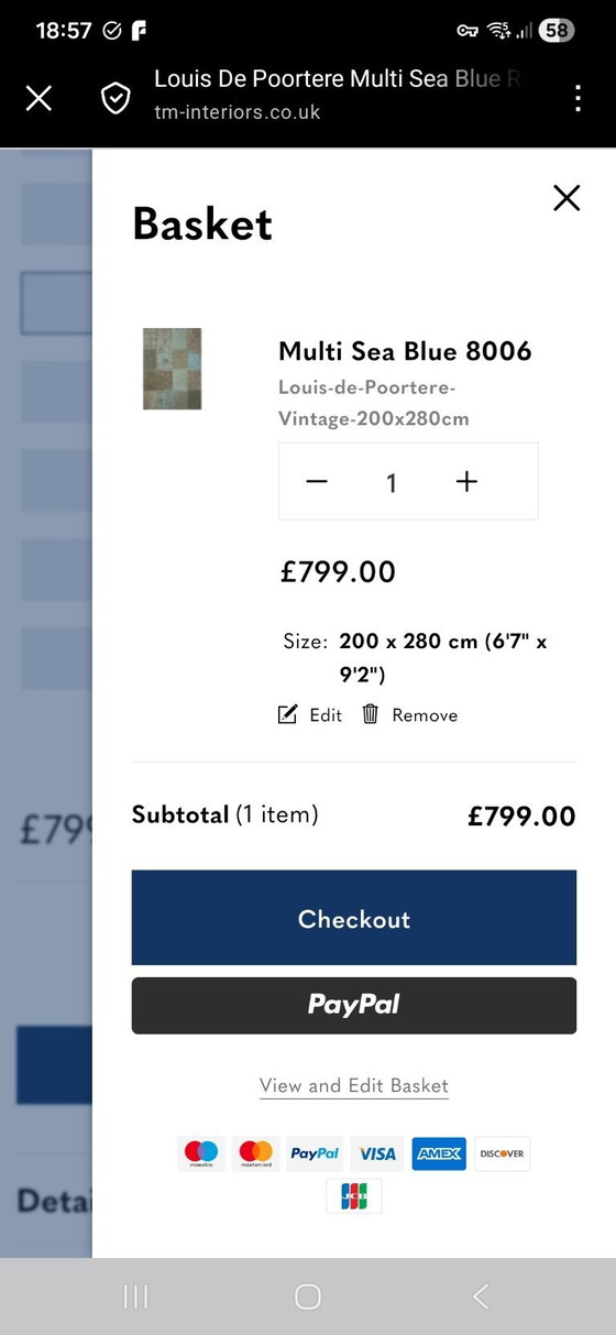 Image 1 of Tappeto Louis de Poortere Vintage 200x280