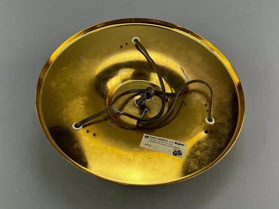 Image 1 of 60er 70er Jahre Lampe Peris Andreu S.A. Riper Plafoniere Deckenlampe Brass Glas