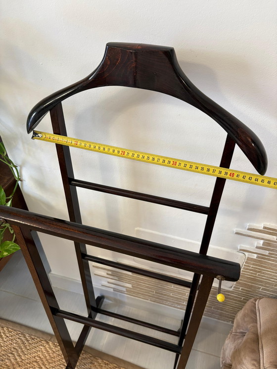 Image 1 of Mid century rustic Valet stand vintage appendiabiti dress rack wooden clothes design dressboy italian organizer servomuto gentle
