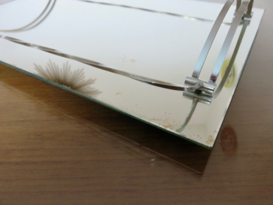 Image 1 of Antique French chrome-plated brass mirror tray, Art Deco style, 1920s-30s