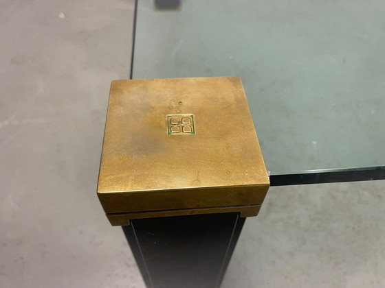 Hollywood Regency Mid-century Design Peter Ghyczy Glass & Brass Coffee Table. The Netherlands, 1970s. Ref.: (photo 8 of 12)