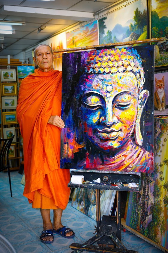 Image 1 of Unique hand-painted Buddha painting "Peace Within" – Seksak Jaichumchen – 80 × 100 cm