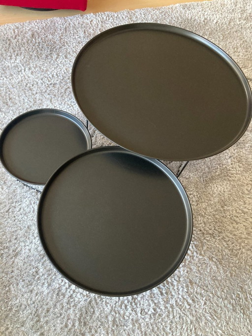 B&B Italia coffee table set (3) MaxAlto Fat-Fat (2015) black steel