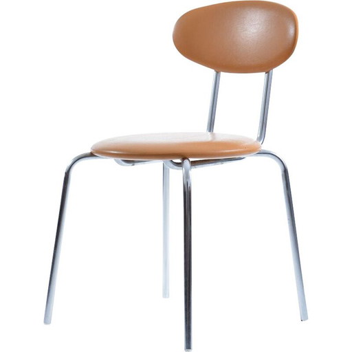 Vintage chair in imitation leather and chrome steel by Kovona, Czechoslovakia 1970