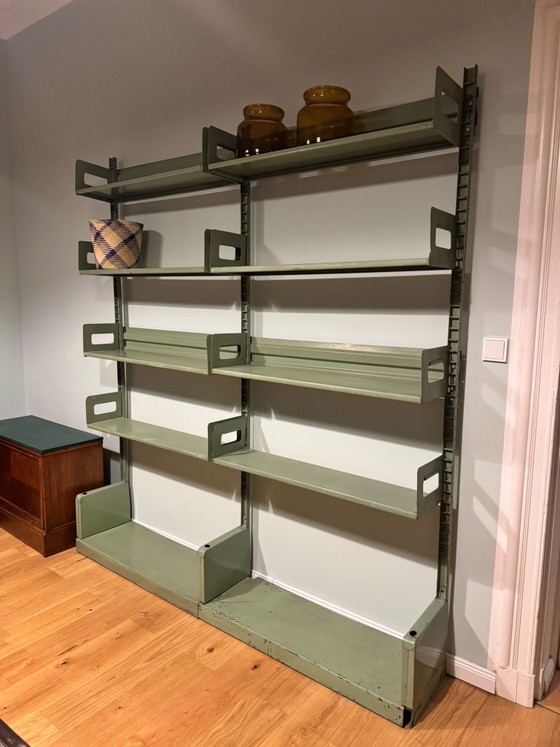 Lips Vago Congresso Midcentury Italian Vintage Shelving System 1960s, Bookcases, Metal, Green (photo 2 of 8)