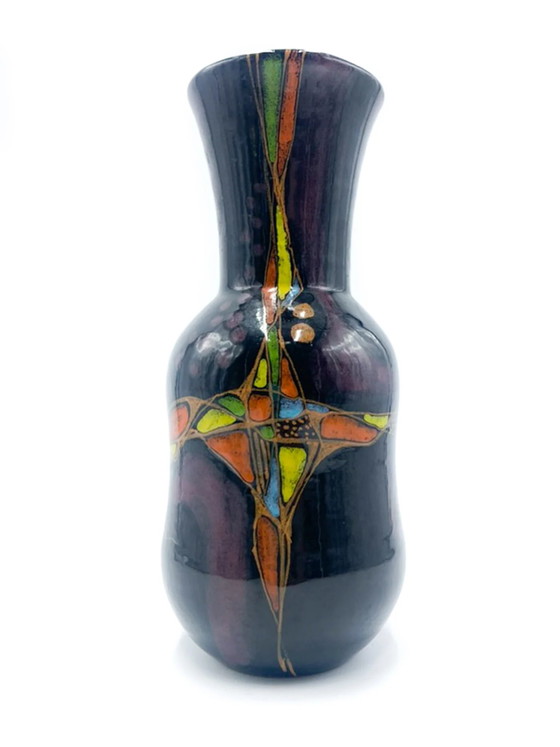 Vase en Céramique Violet Peint à la Main Verzolini des Années 1970 (photo 2 of 5)