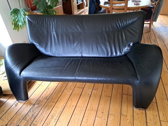 Image 1 of Leolux Echnaton 2,5-Sitzer in schwarzem Leder