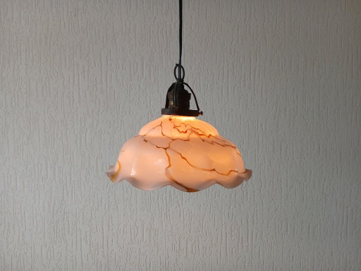 Pendant lamp – Marbled – Art Deco – Opaline – hanglampen, Glass