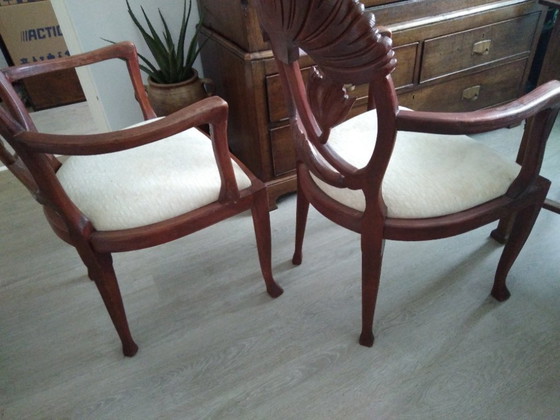Set di 2 poltrone in stile Art Nouveau. – Textile, Wood (photo 10 of 13)