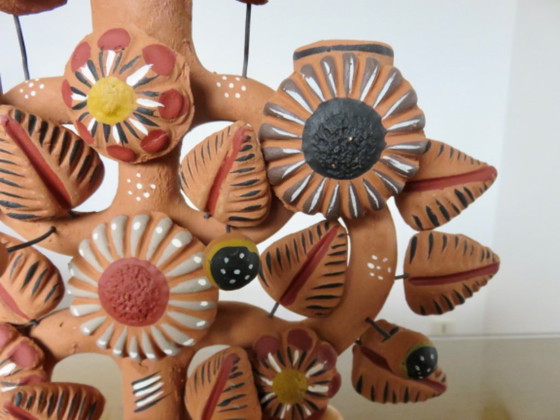 Image 1 of Mexikanische Terrakotta-Kronleuchter „Baum des Lebens“, Terrakotta „Arbol de la Vida“, 1970