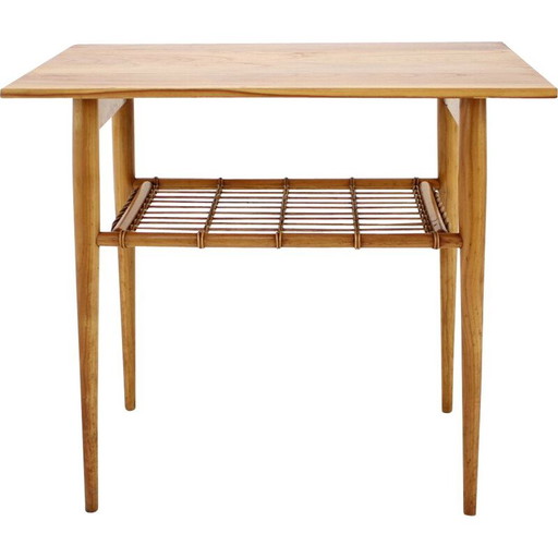 Mid-Century Massivholz Beistelltisch Uluv, Tschechoslowakei 1960er Jahre