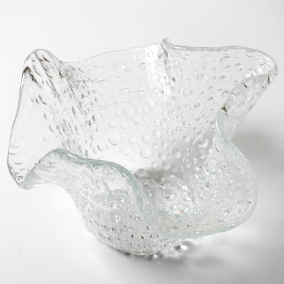 Image 1 of Mid-century Rare Clear Vintage Fazzoletto Glass Vase / Murano / Italy / 1970s