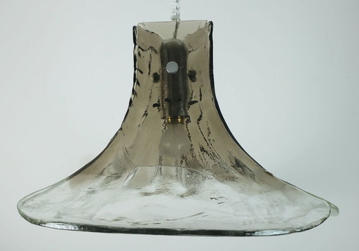 large and heavy kalmar franken mid century pendant lamp ice glass lamp