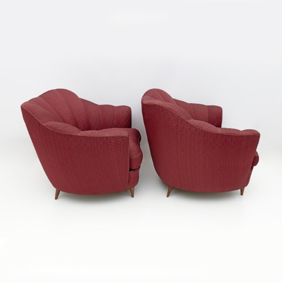 Image 1 of Paire de fauteuils en velours de style moderne du milieu du siècle, signés Gio Ponti, pour Casa e Giardino, années 1950