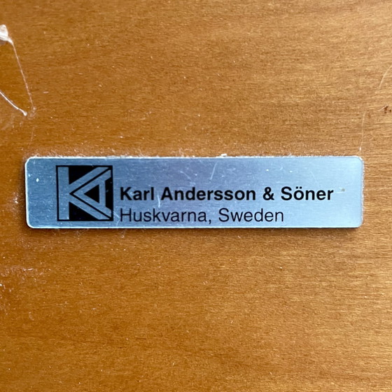 Image 1 of Side table, round, wood and wood veneer, Swedish design, vintage