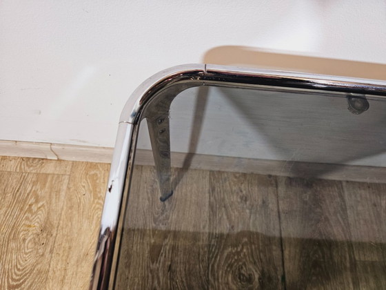 Image 1 of Mid-Century Modern Coffee Table – Chrome and Smoked Glass, Italy, 1970s.