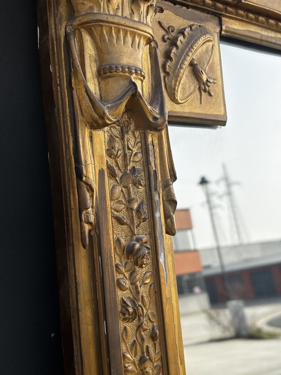 Image 1 of Antique Napoléon III pediment mirror – gilded wood – approx. 1870 – 215 cm