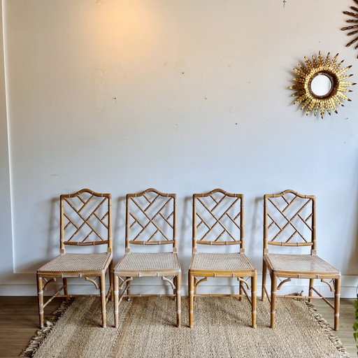 4 ‘Faux Bamboo’ Chippendale Jonathan Adler stoeken