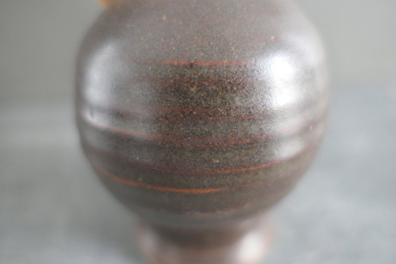 Image 1 of Vintage Set of 3 Ceramic Oil Lamps in Brown Shades