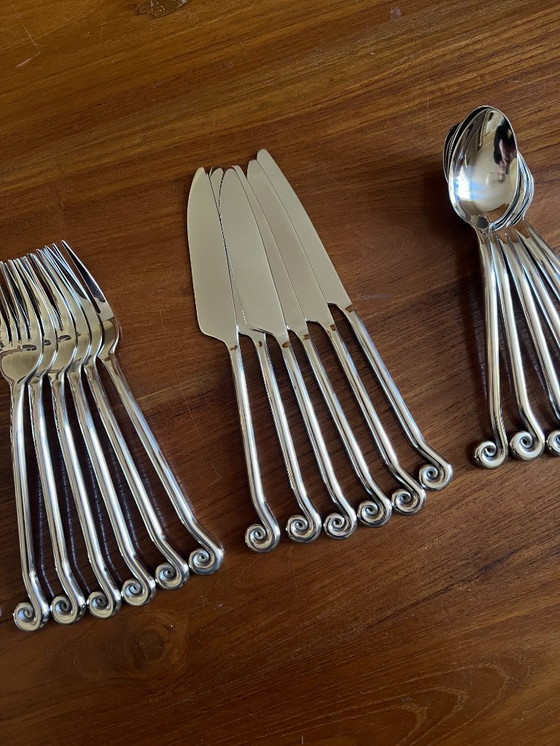 Image 1 of Juego de cubiertos de acero inoxidable de 30 piezas - diseño en espiral/remolino - vajilla original