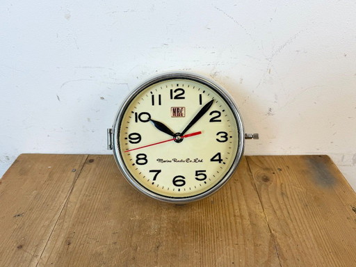 Vintage Beige MRC Ship’s Wall Clock, 1970s